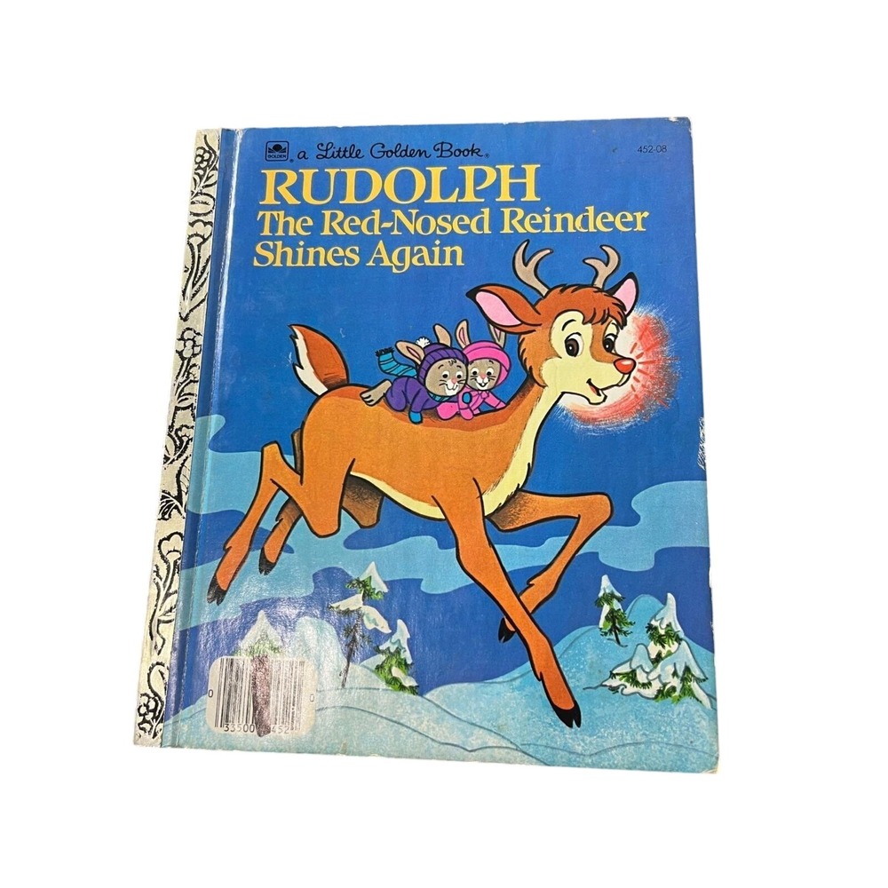 1982 Rudolph The Red-Nosed Reindeer Shines Again Little Golden Book 452-08